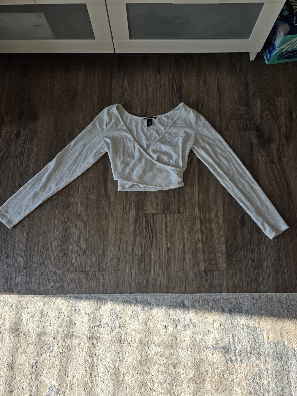 Victoria's Secret Light Gray Wrap Crop Top